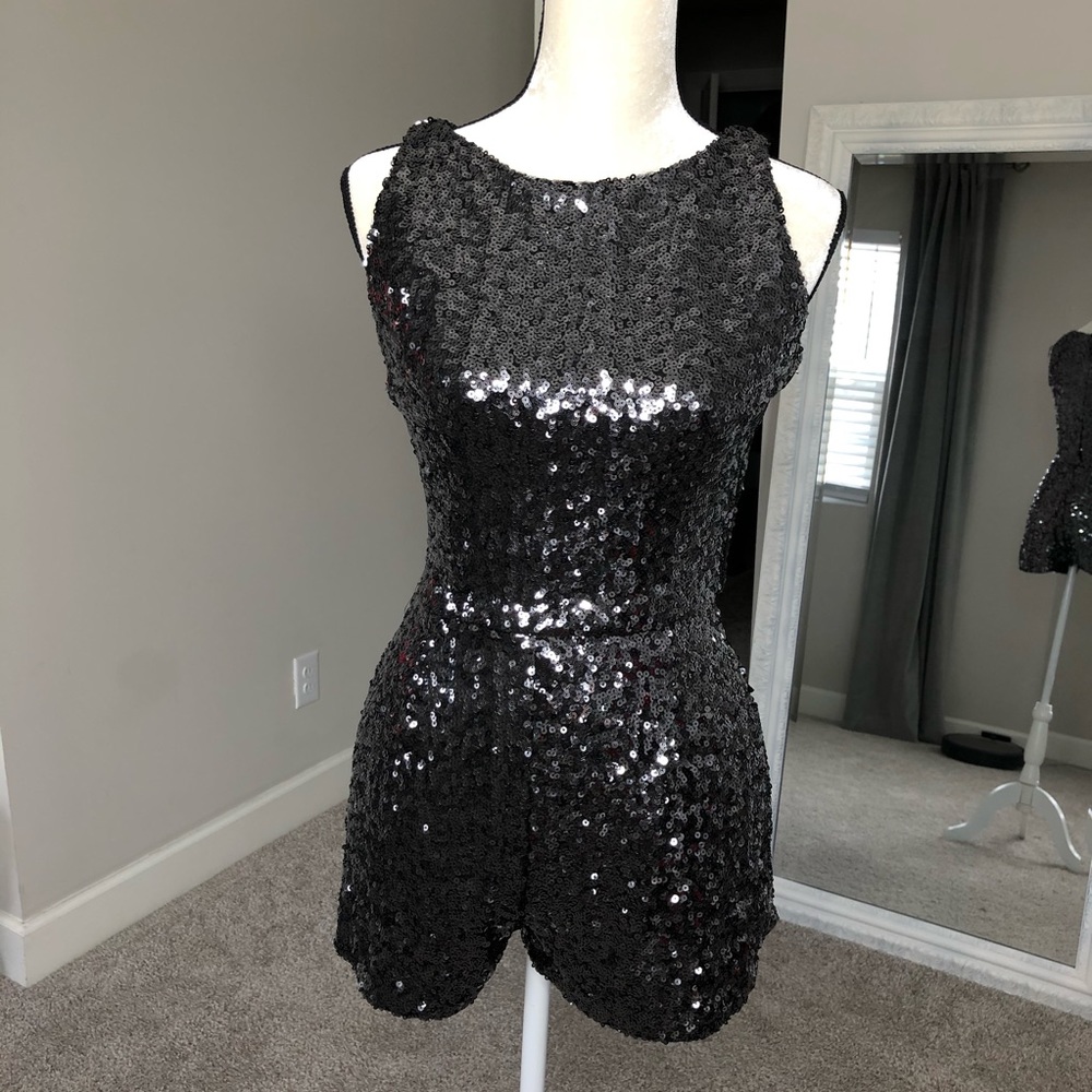 Dark Gray/ Black sequin romper